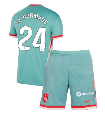 Atletico Madrid Robin Le Normand #24 Borta Kläder Barn 2024-25 Kortärmad (+ Korta byxor)